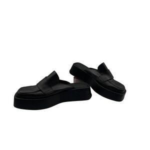 SVEGAN Platform Mule Loafers Womens 42 Black Excellent Vegan Leather Square Toe